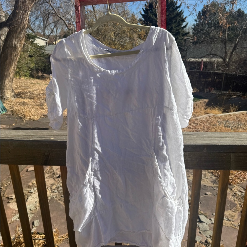 White Linen lagenlook Tunic